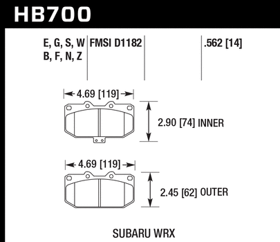 HAWK HT-10 Brake Pads Front - 06/07 Wrx
